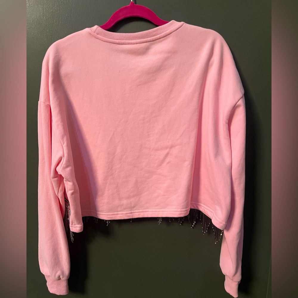 QUEEN OF SPARKLES Pink Fringe Sweater - Picture 7 of 7